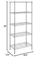 Amazon Basics 5-Shelf Tower Adjustable Storage Shelving Unit, Chrome, 16" x 16" x 54", 150 lbs Per Shelf
