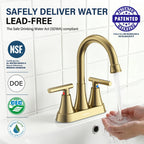 Matte Black Bathroom Faucet, Hurran 4 inch Centerset 2-Handle Lead-Free