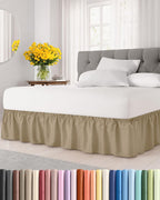 CGK Wrap Around Dust Ruffle Bed Skirt - Full Size, 14" Inch, Light Grey