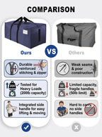 HOMESURE Supports 200lbs Heavy Duty Moving Bags - Strong Zipper & Wrap-Around Handles - Water-Resistant Storage Totes, Durable Alternative to Moving Boxes - 4 Pack - Semi-Transparent