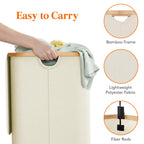 Lifewit 105L Large Laundry Basket with Lid, Removable Bags, Beige
