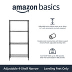 Amazon Basics 5-Shelf Tower Adjustable Storage Shelving Unit, Chrome, 16" x 16" x 54", 150 lbs Per Shelf