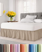 CGK Wrap Around Dust Ruffle Bed Skirt - Full Size, 14" Inch, Light Grey