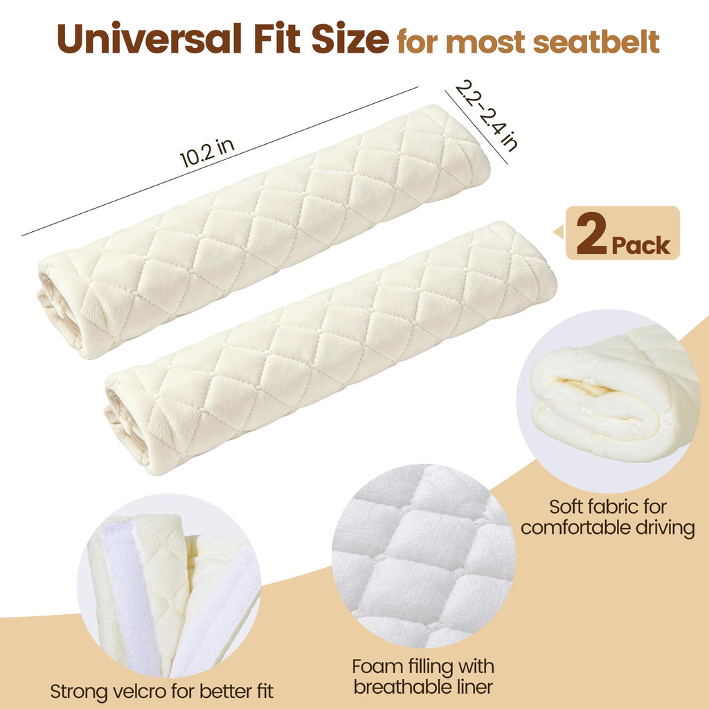 Amooca 2 Pack Seat Belt Covers Soft Shoulder Pad for Cars & Backpack