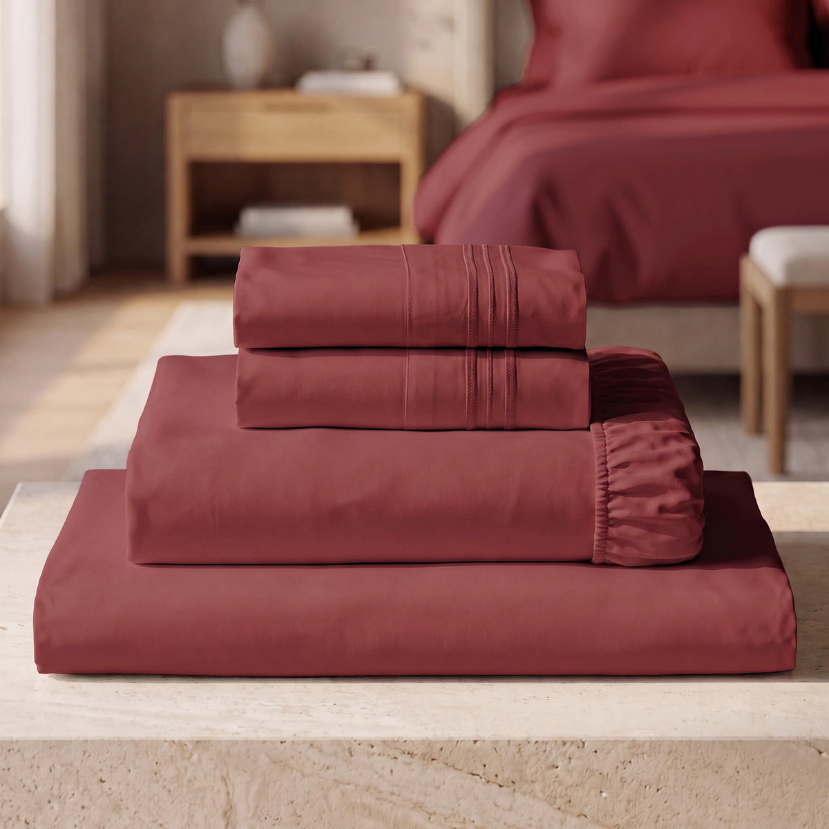 Mellanni Iconic 4-Piece Bed Sheet Set, 16" Deep Pocket (Queen, White)