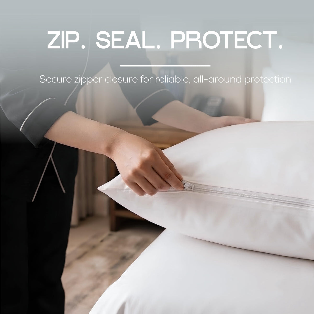 Set of 2 Pillow Protectors with Zipper Standard Size, Pillow Covers