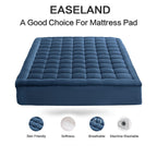 EASELAND King Size Mattress Pad Cotton Pillow Top Mattress Topper White
