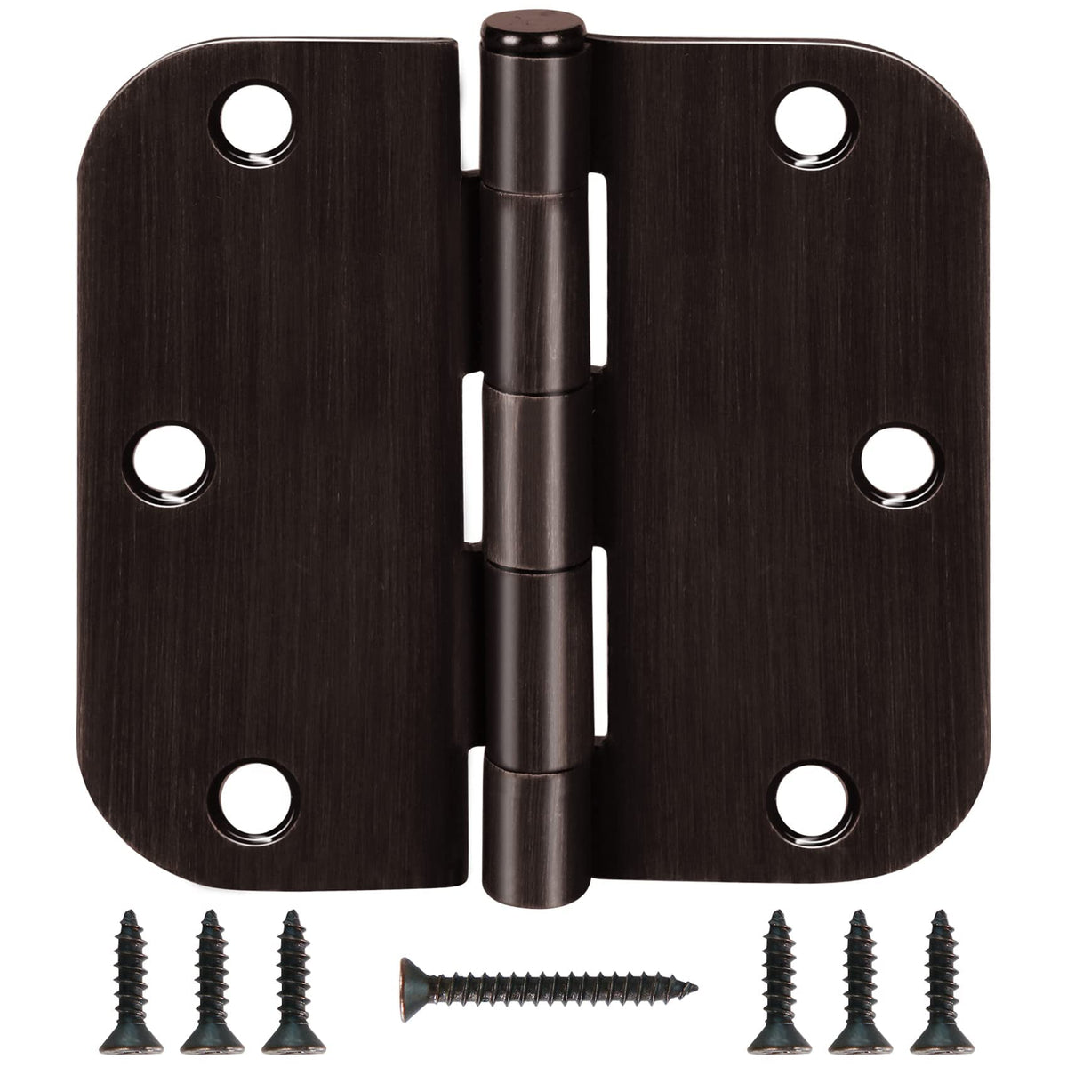 TDCHINGES Rounded Matte Black Door Hinges 3.5 Inch 5/8" Radius Flat 30 Pack