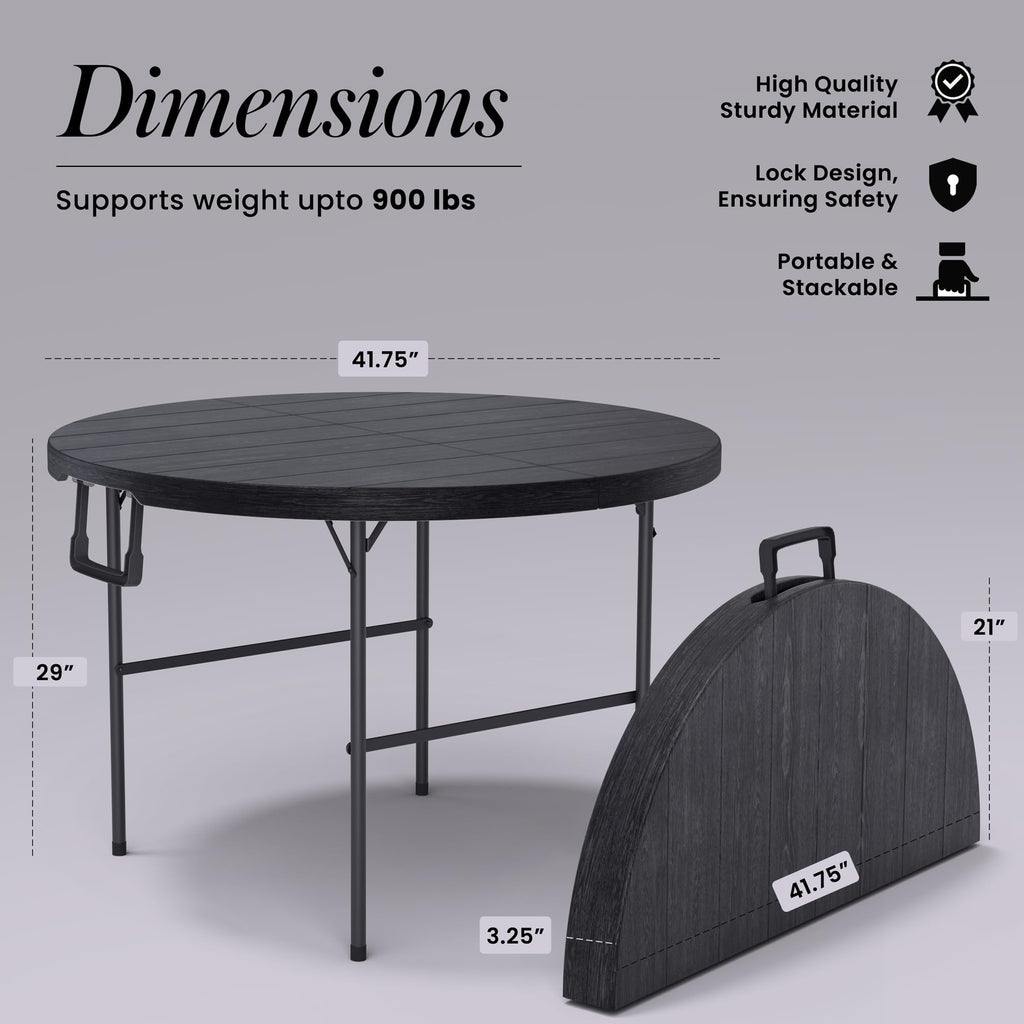 10 PACK of 8 Feet Foldable Table with Built in Handle & Steel Legs | 8 FT Heavy Duty Portable | Perfect for Party, Dining, Wedding, Events, Picnic Indoor, Outdoor, Camping, Temporary - 8 Foot