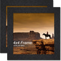 4x4 Picture Frame Set of 2 Black Light Weight Tabletop and Wall Mount