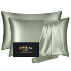 DKBslik Mulberry Silk Pillow Cases Queen Size with Zipper, Olive Green