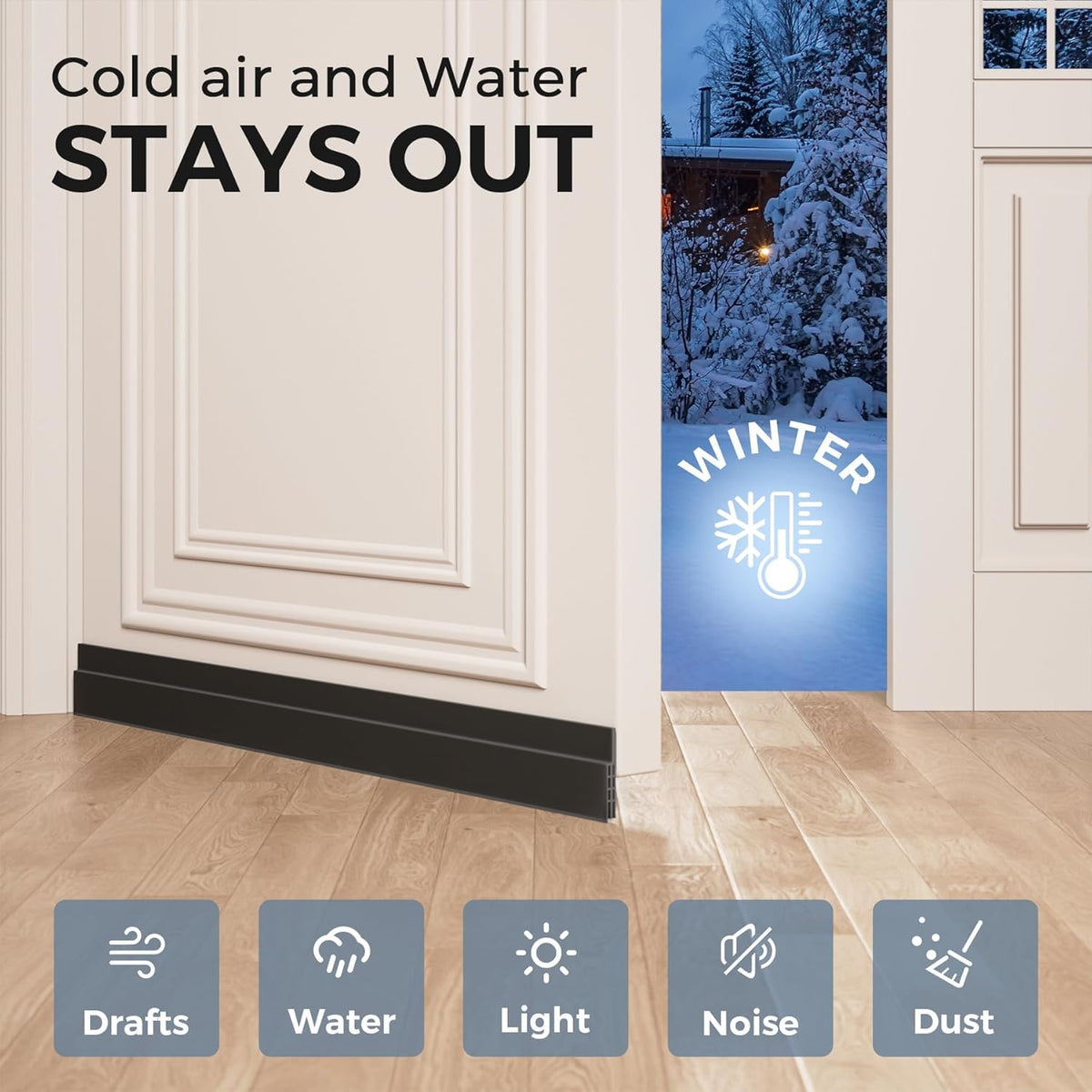 Grotheory 2 Pack Door Draft Stopper, Door Sweep, Weather Stripping Seal
