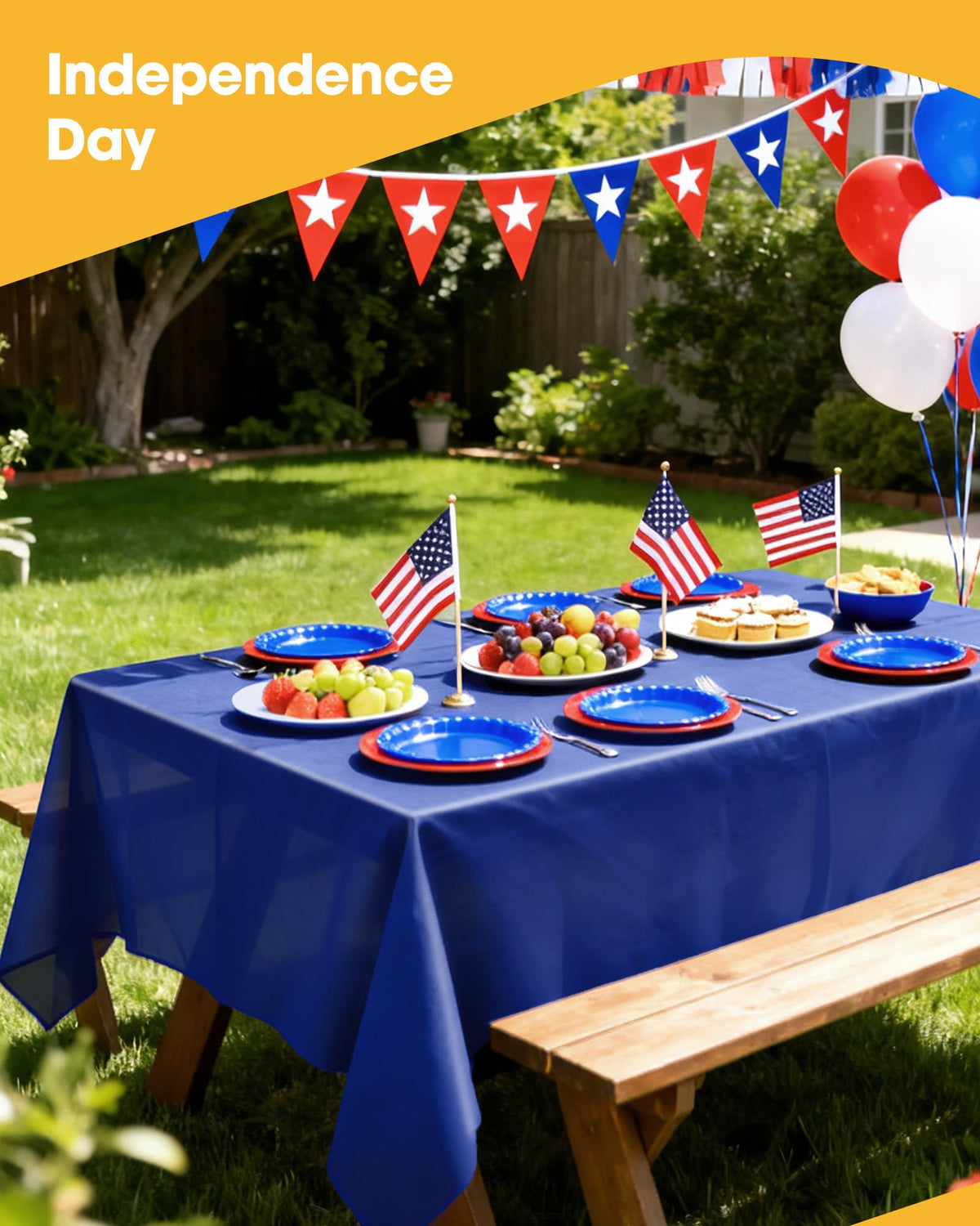 Niuara American Flag Plastic Table Cloth Disposable, 4 Pack, 54 x 108 in