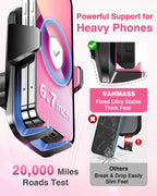 VANMASS【85+LBS Strongest Suction & Military-Grade Ultimate Car Phone Mount【Patent Safety Certs】 Cell Phone Holder for Dash Windshield Vent for iPhone 18 17 Pro Max Automobile Interior Sets, Ink Black