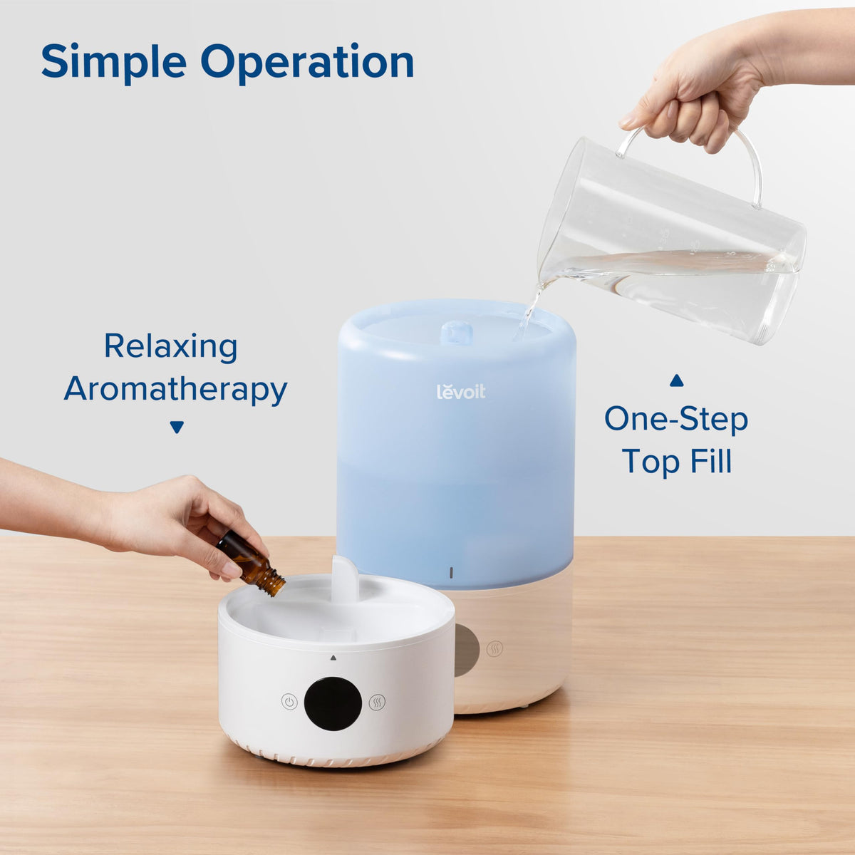 Levoit Top Fill Humidifiers for Bedroom, 2.5L Tank for Large Room, 25dB