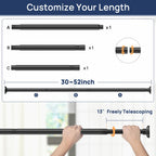 ENJOYBASICS 1" Black Shower Curtain Rod, 30-52" Adjustable, Secure Tension