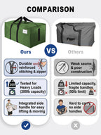 HOMESURE Supports 200lbs Heavy Duty Moving Bags - Strong Zipper & Wrap-Around Handles - Water-Resistant Storage Totes, Durable Alternative to Moving Boxes - 4 Pack - Semi-Transparent