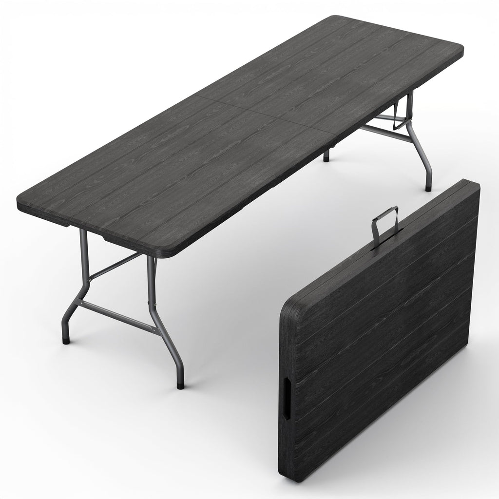 10 PACK of 8 Feet Foldable Table with Built in Handle & Steel Legs | 8 FT Heavy Duty Portable | Perfect for Party, Dining, Wedding, Events, Picnic Indoor, Outdoor, Camping, Temporary - 8 Foot