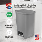 Glad Trash Can with Clorox Odor Protection | Plastic Bin, 13 Gal, Black