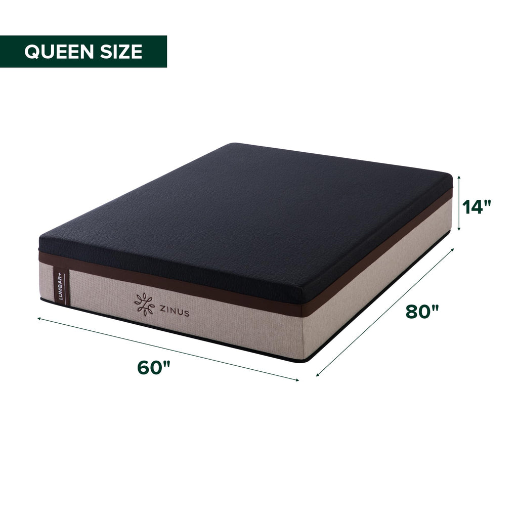 Zinus 14 Inch King Lumbar+ Premium Memory Foam Mattress, Medium