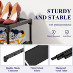 Kitsure Shoe Rack - Non-Woven Shoe Rack Shelf, Shoe Organizer for Closet, Entryway, Garage & Corridor, Stackable Shoe Shelves, 27.5" Wide - 2 Tier, Black