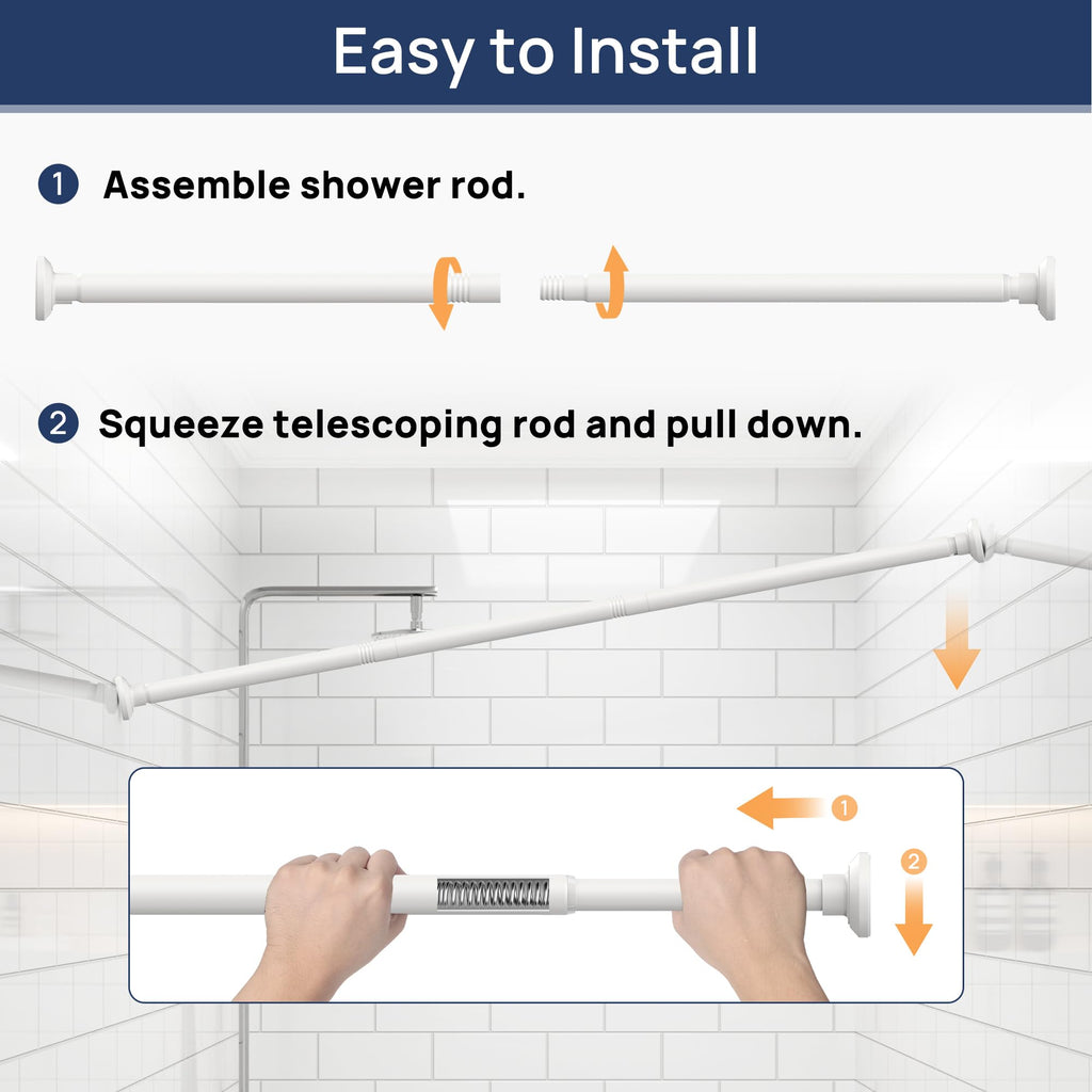 ENJOYBASICS 1" Black Shower Curtain Rod, 30-52" Adjustable, Secure Tension