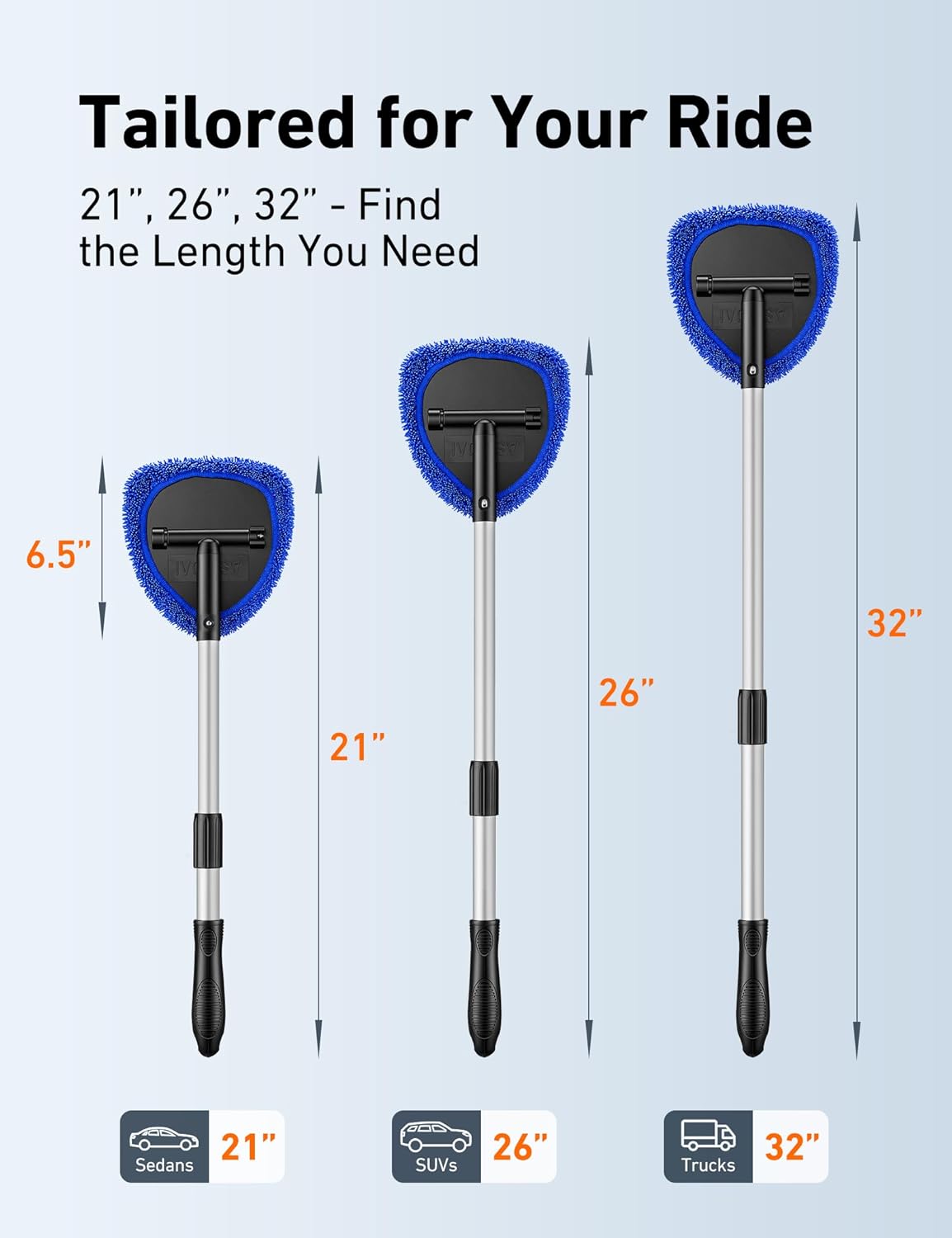 AstroAI Windshield Cleaner Tool & Car Interior Detailing Kit, Blue, 26 in