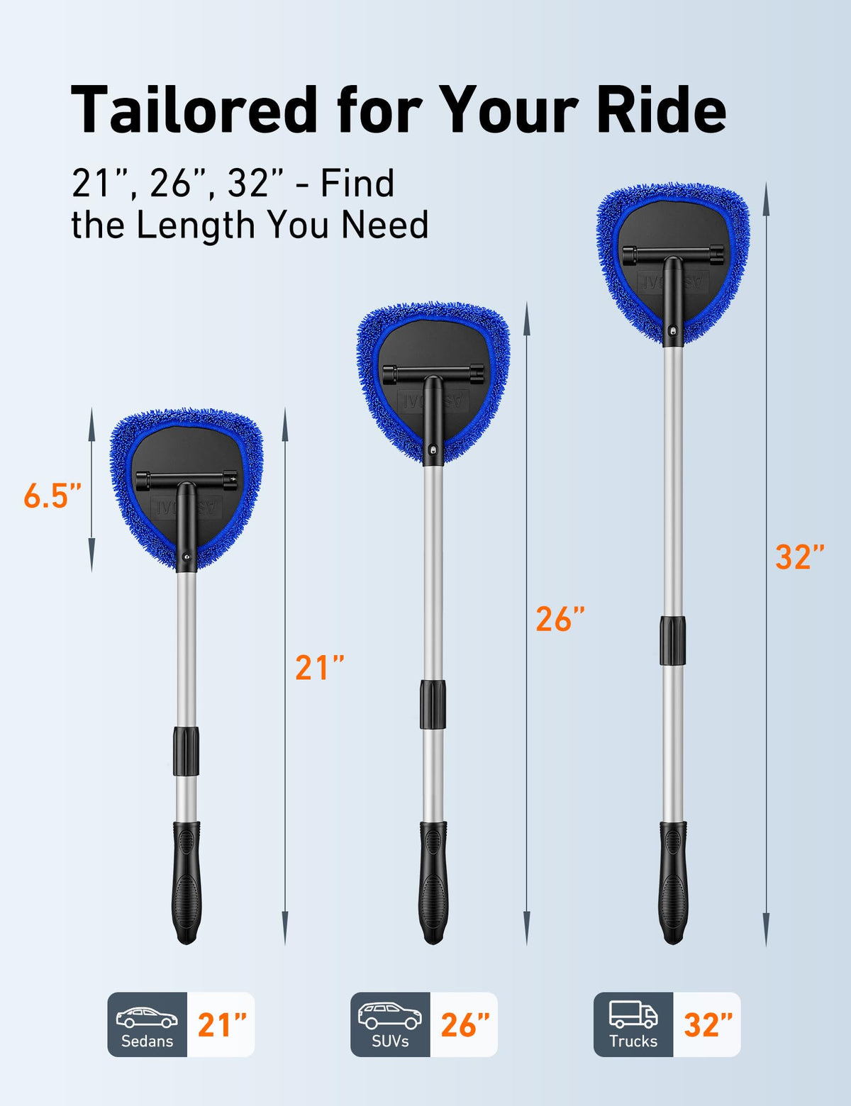 AstroAI Windshield Cleaner Tool & Car Interior Detailing Kit, Blue, 26 in