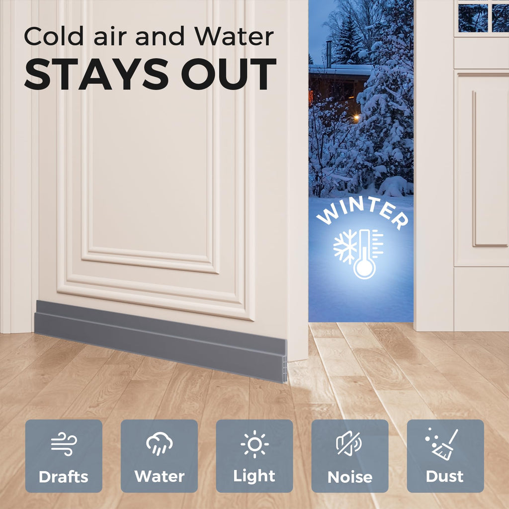 Grotheory 2 Pack Door Draft Stopper, Door Sweep, Weather Stripping Seal