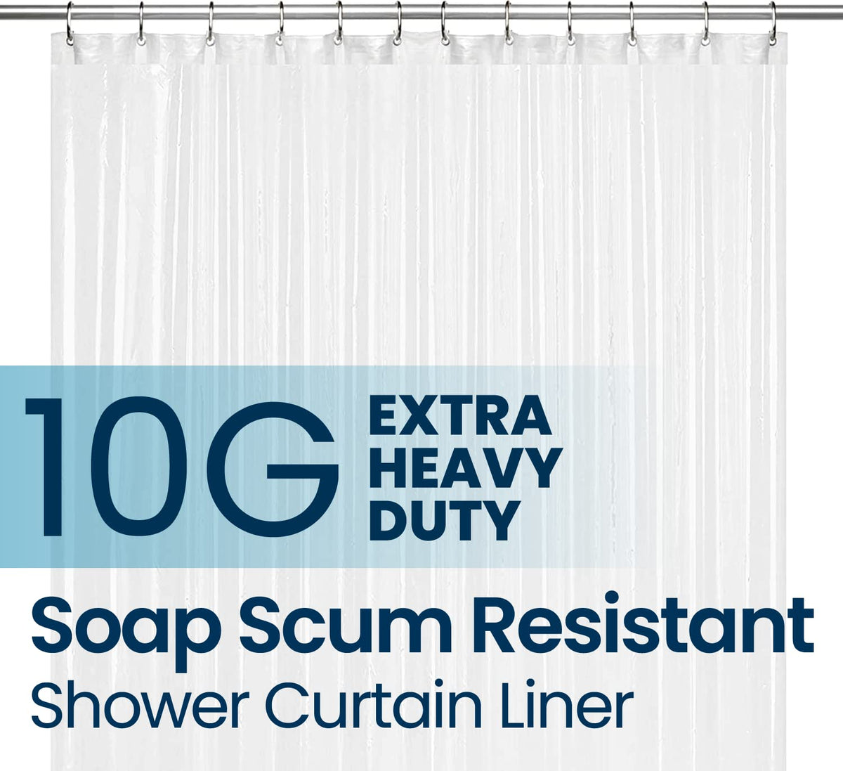 LiBa Shower Curtain PEVA 8G, 72x72 Inch Waterproof Clear
