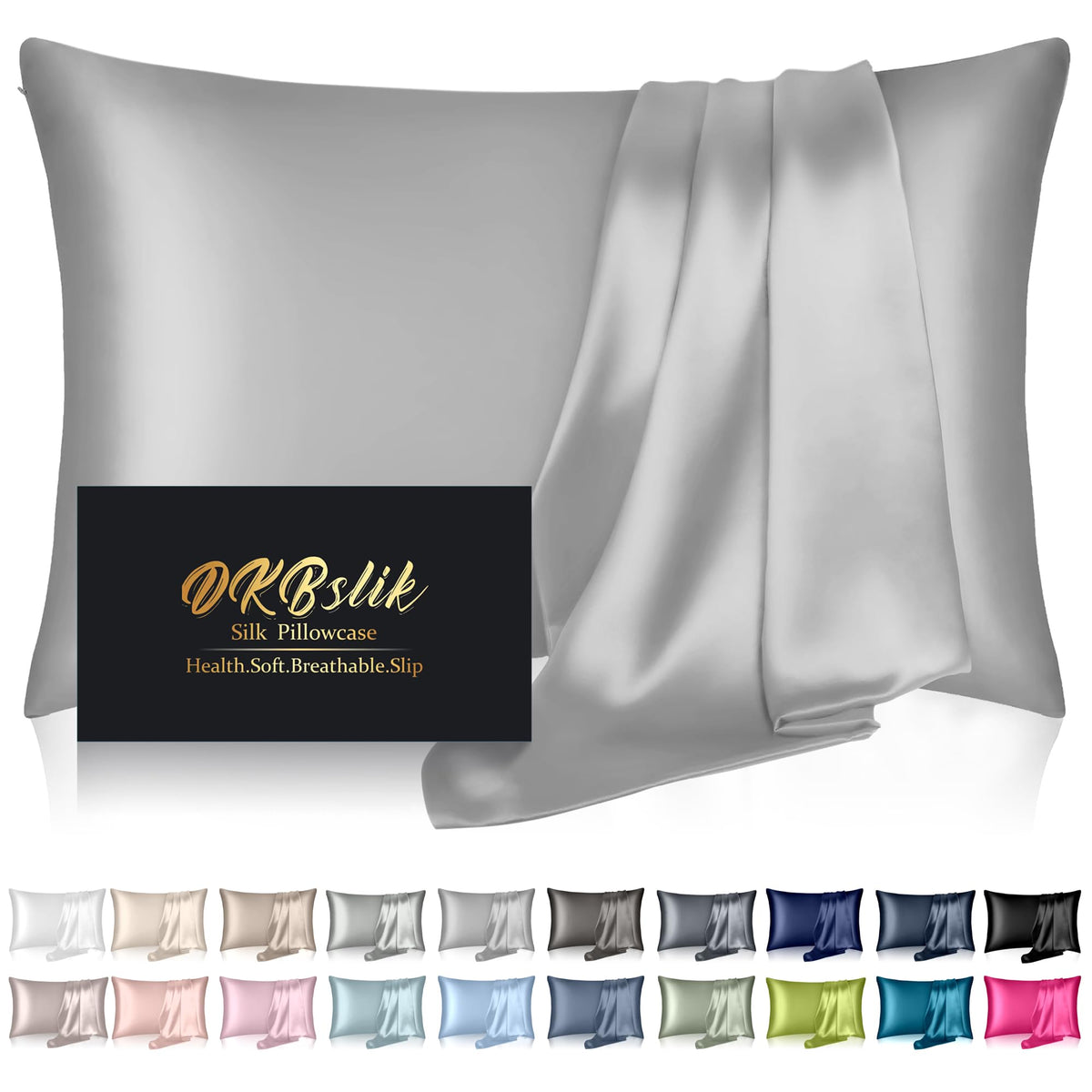 DKBslik Mulberry Silk Pillow Cases Queen Size with Zipper, Olive Green