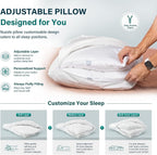 Nuzzle Neck Pillow Adjustable King Size Set of 4,Soft Luxury Hotel Feel