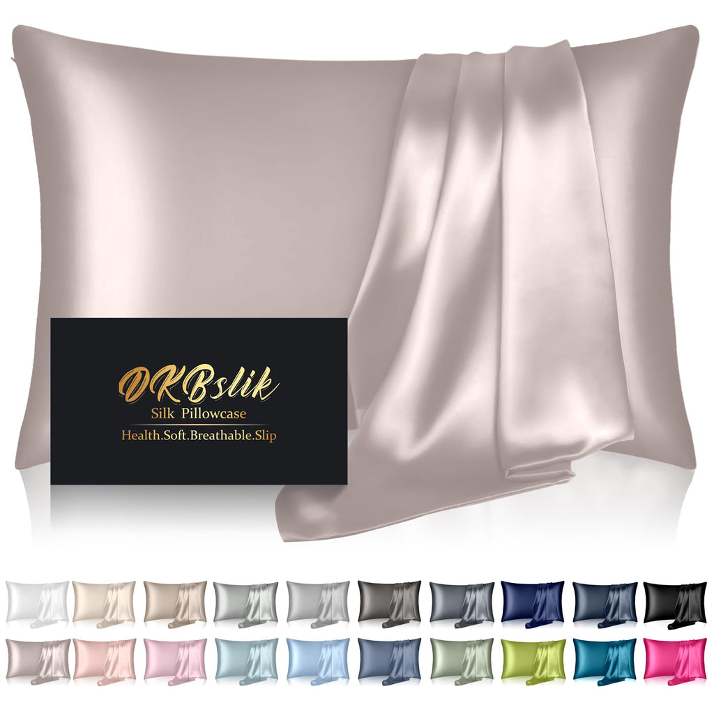 DKBslik Mulberry Silk Pillow Cases Queen Size with Zipper, Olive Green