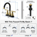 Matte Black Bathroom Faucet, Hurran 4 inch Centerset 2-Handle Lead-Free