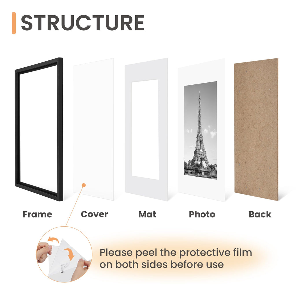 upsimples 8x10 Picture Frames, Gallery Wall Frames Set of 5, Black