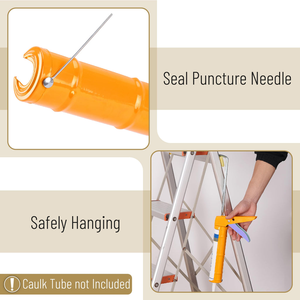 Bates- Caulking Gun, 10:1 Thrust Ratio, Orange, No Drip Sealant Gun