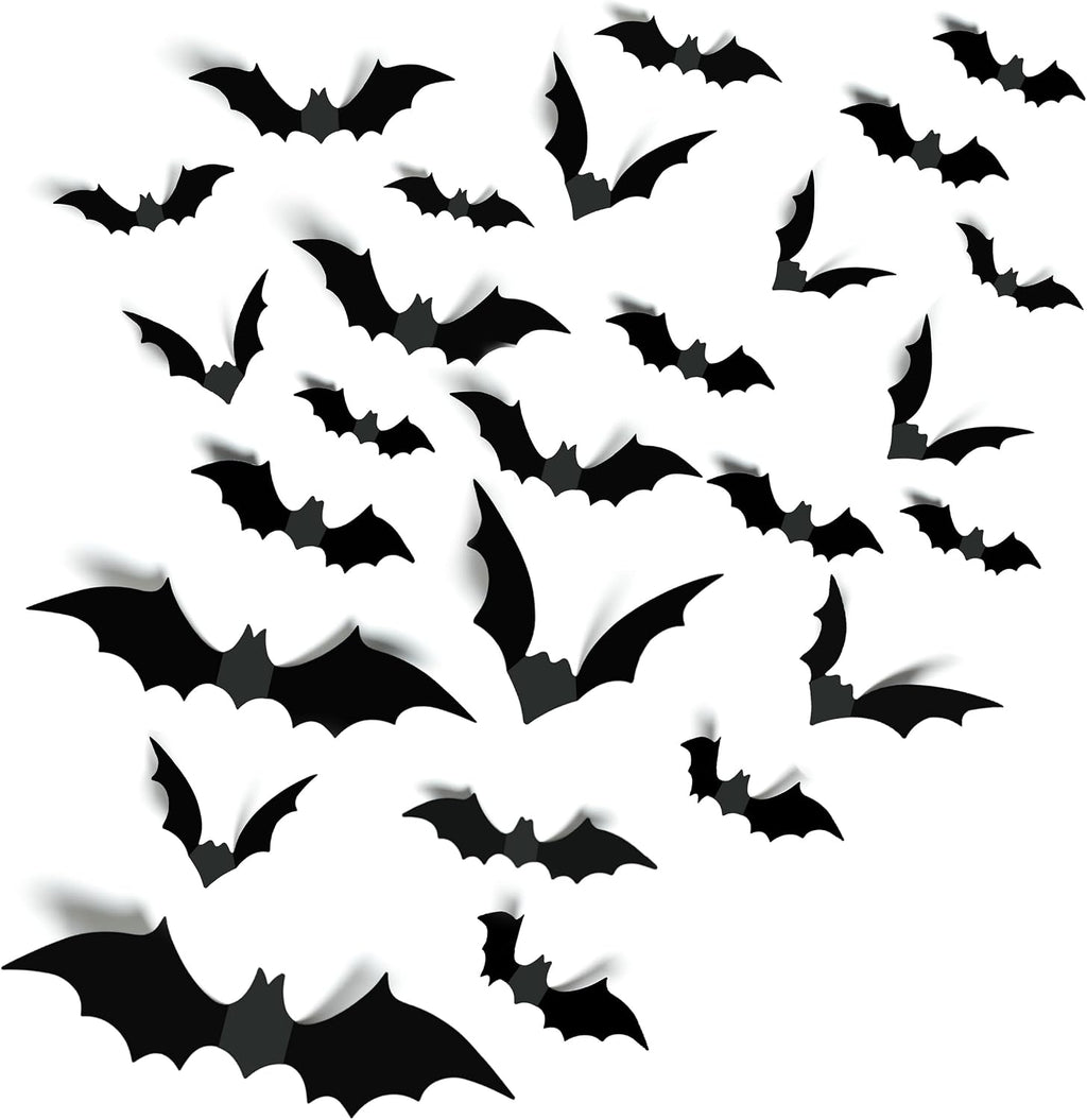 140Pcs 3D Bats Halloween Decorations Realistic PVC Wall Decor