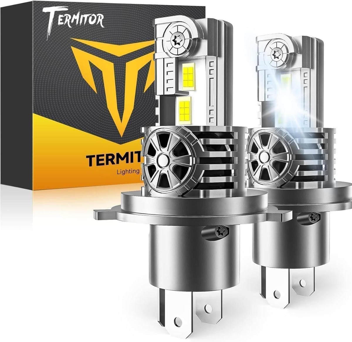 Termitor Laest H4/9003 HB2 Exterior Light Bulbs for Off-road, 15X Brighter 90,000LM, 85K+ hrs, 6500K Cool White, IP68 Waterproof, 1:1 OEM Size, 3 Minute Installation, Pack of 2