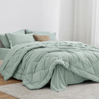 Love's cabin Twin Comforter Set, 5 Pieces Bed in a Bag, Aqua
