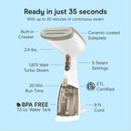 Conair Steamer for Clothes & Upholstery, Handheld, 3 Attachments, White