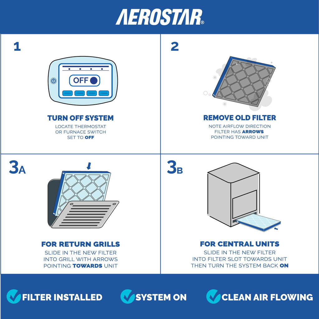 Aerostar Air Filter 20x20x1 MERV 8 AC Filter, HVAC, Furnace Filter, 6 Pack