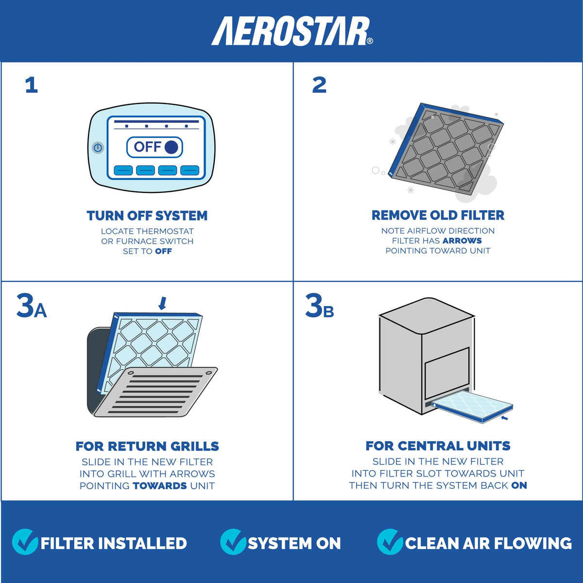 Aerostar Air Filter 20x20x1 MERV 8 AC Filter, HVAC, Furnace Filter, 6 Pack