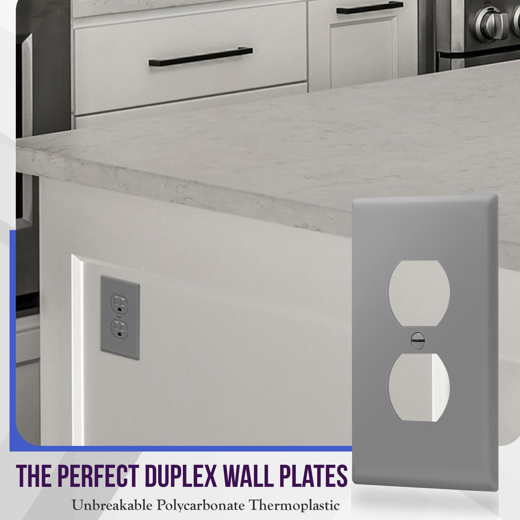 ENERLITES 10 Pack Outlet Covers Wall Plate for Duplex Receptacle, White
