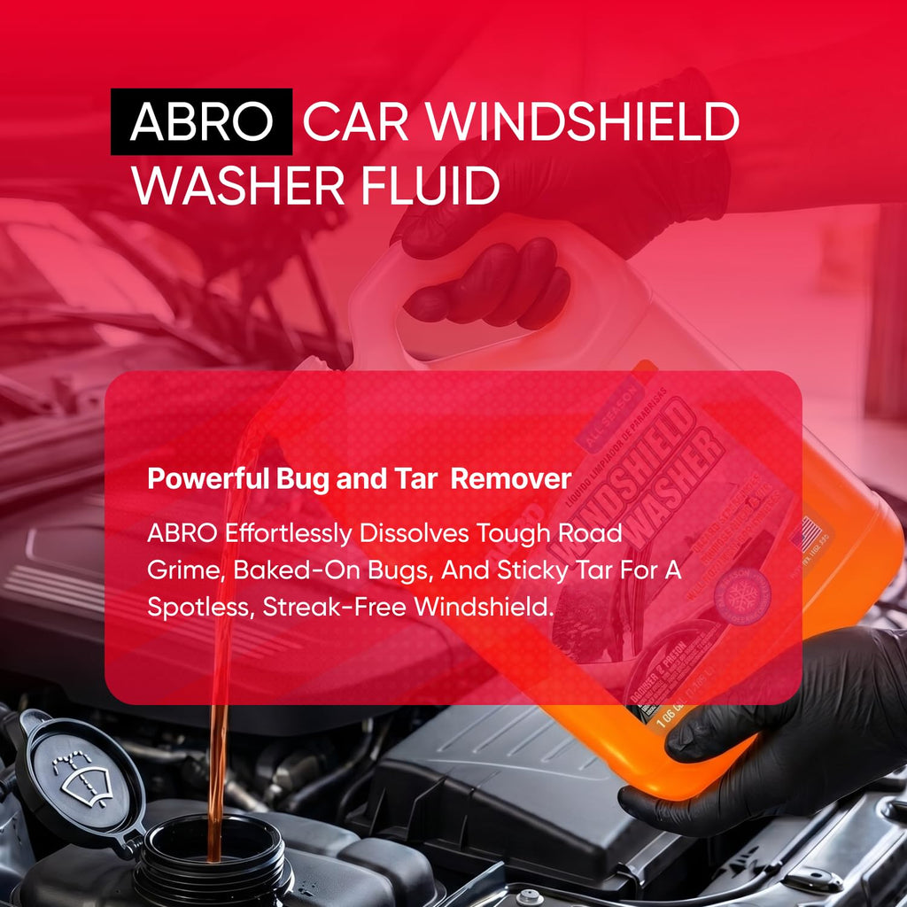 ABRO Windshield Washer Fluid 1 Gallon, Streak-Free Bug Remover, 1 Pack