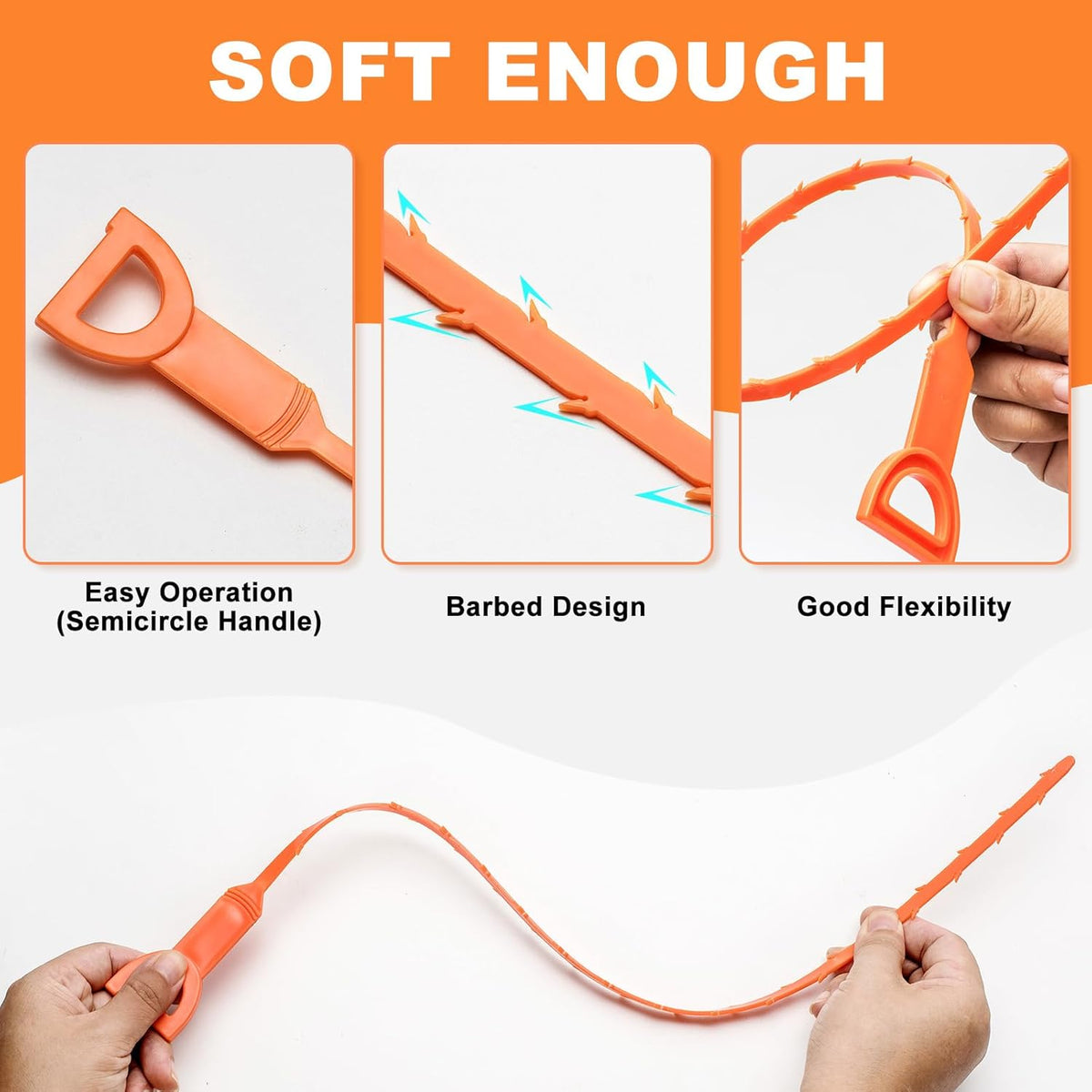 Drain Snake Clog Remover - 4 Pack 20 Inch Flexible Hair Tool
