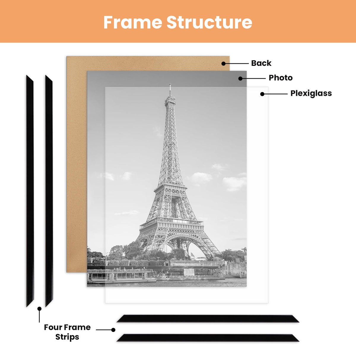 upsimples 12x16 Poster Frame, Easy Slide-In Assembly, White, 3 Pack
