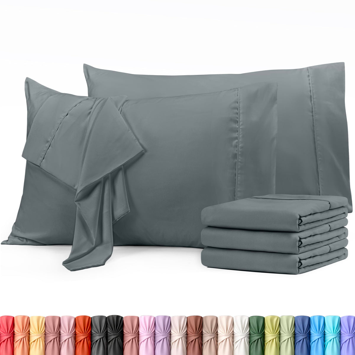Pillow Covers Standard Set of 4, Soft and Comfy Pillow Cases, Purple