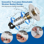 Hibbent Upgraded 3 in 1 Bathroom Sink Drain Strainer, Pop Up Stopper