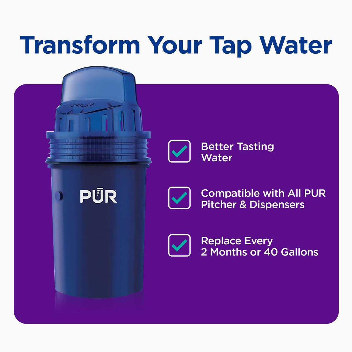 PUR Water Filters for Pitcher & Dispenser, Replacement Water Filter