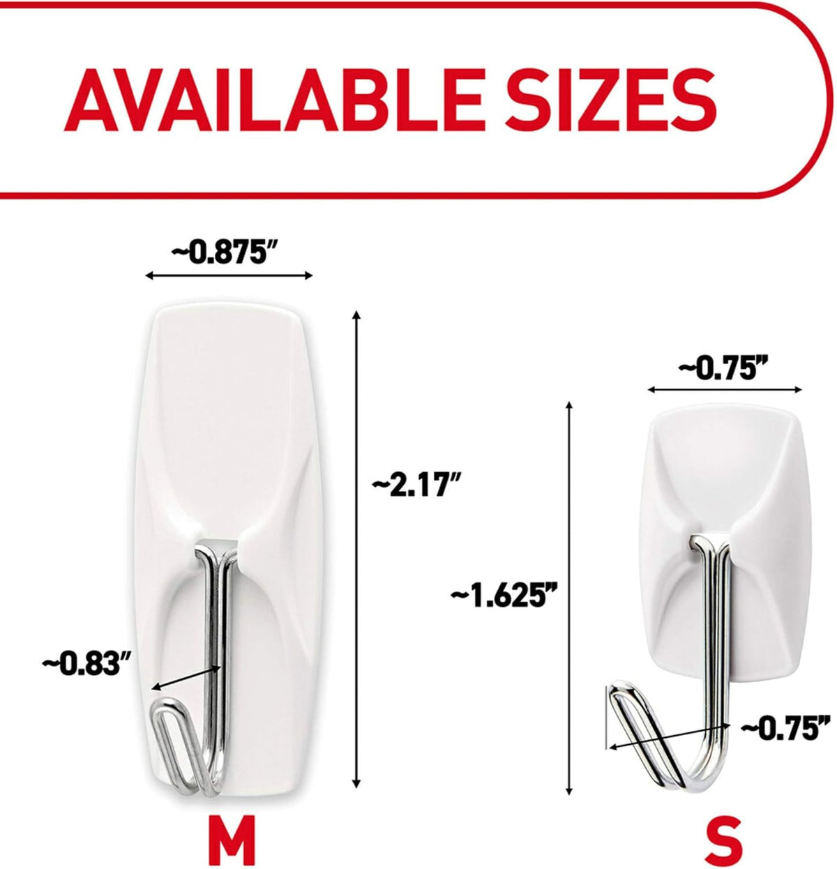 Command Small White Wire Hooks, 16 Hooks, 24 Strips